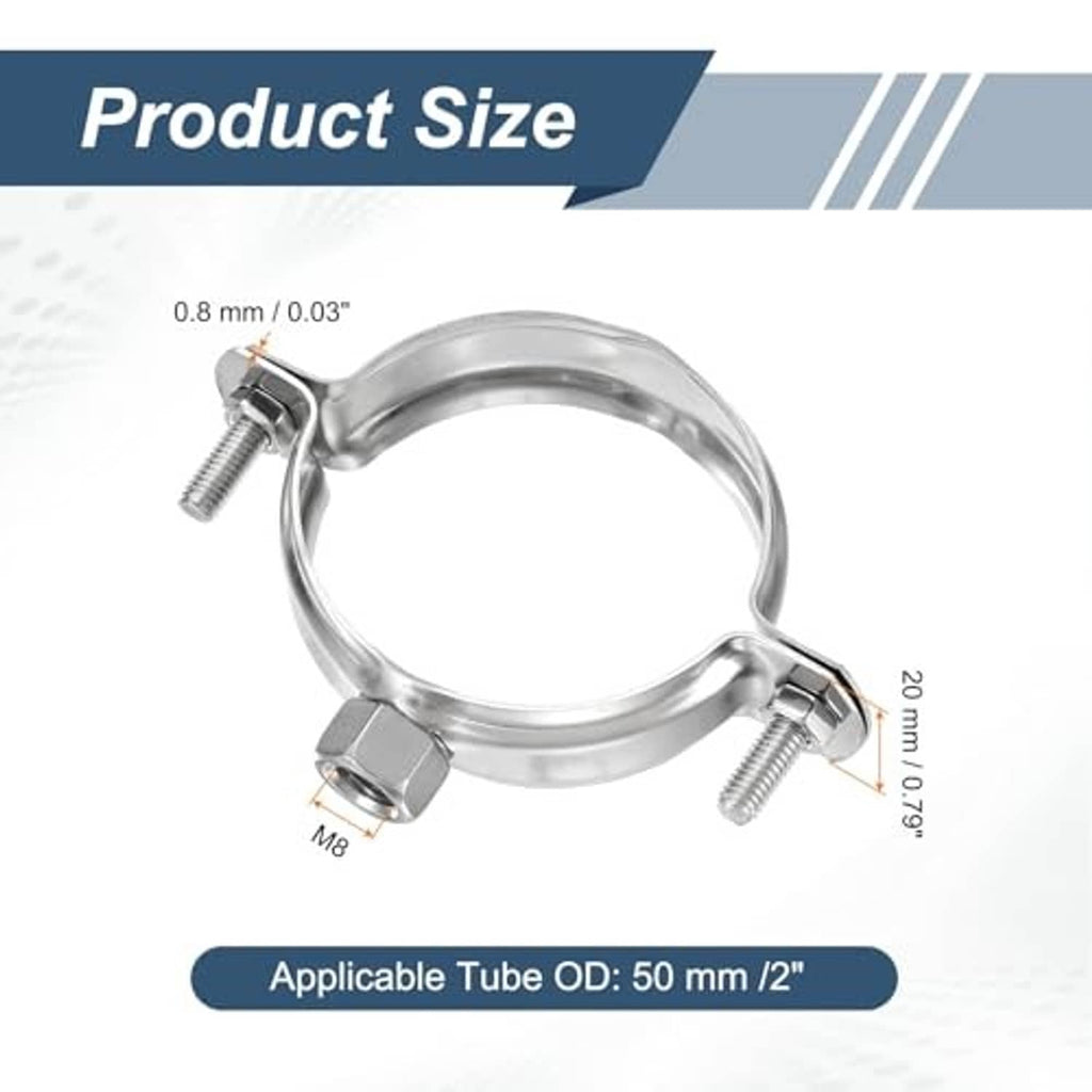 M8 adjustable stainless pipe clamp bracket for 50 mm tube OD