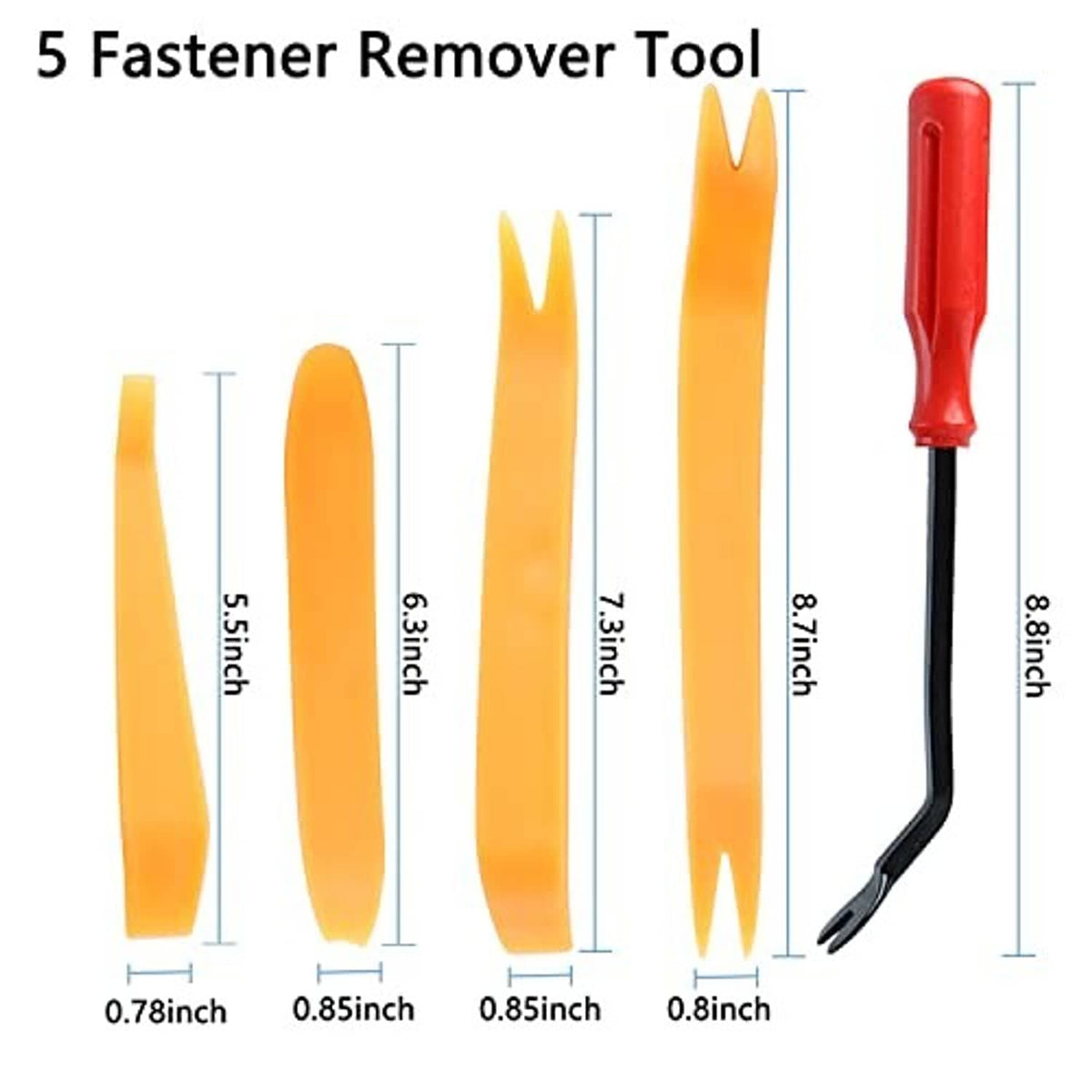 Fastener remover tool with 4 yellow extractor wedges for washer nozzle installs
