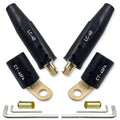 Set of welding terminals with black insulators, brass ring lugs and CT-40FA/LC-40 tips