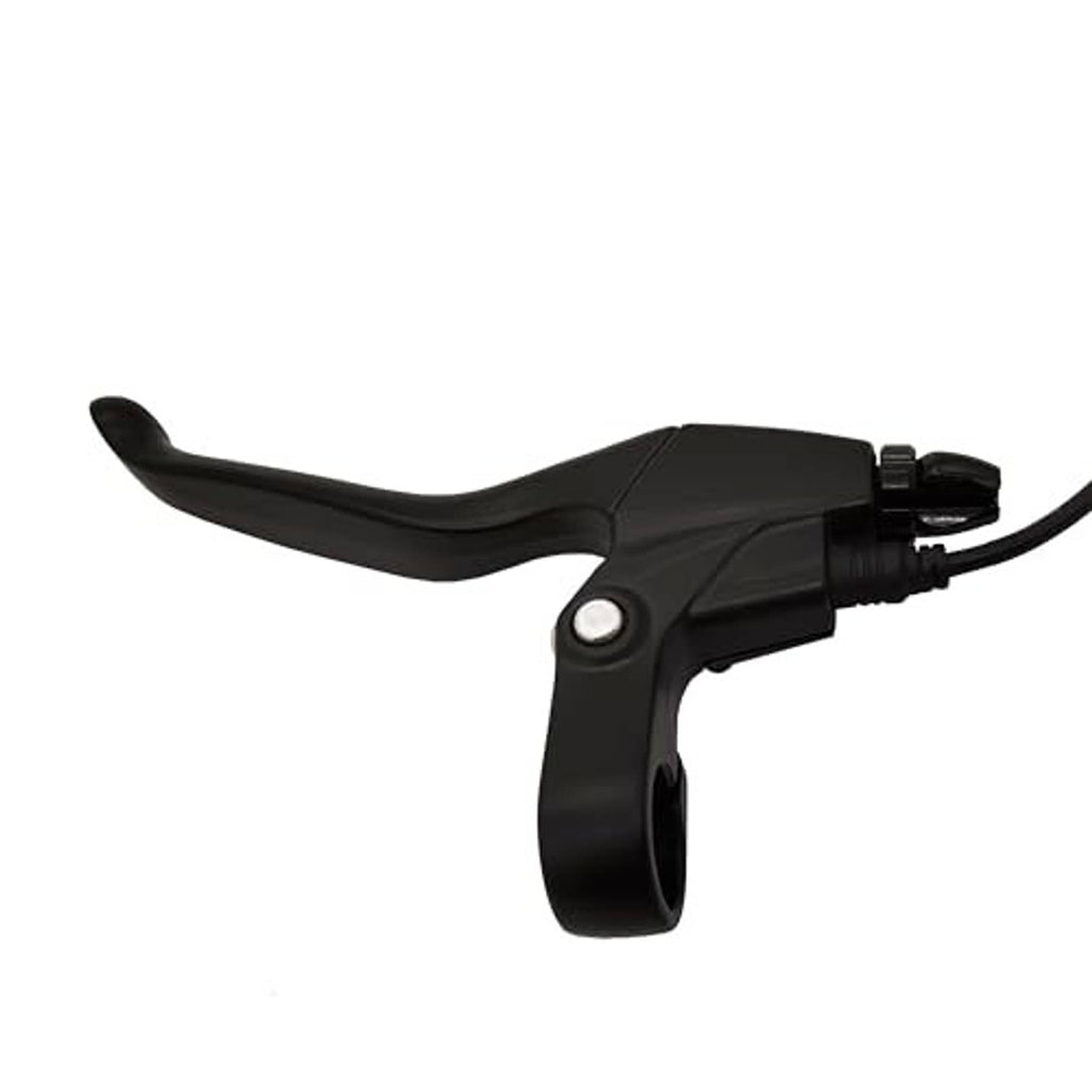 Black brake lever with cable connector end and lever pivot detail.