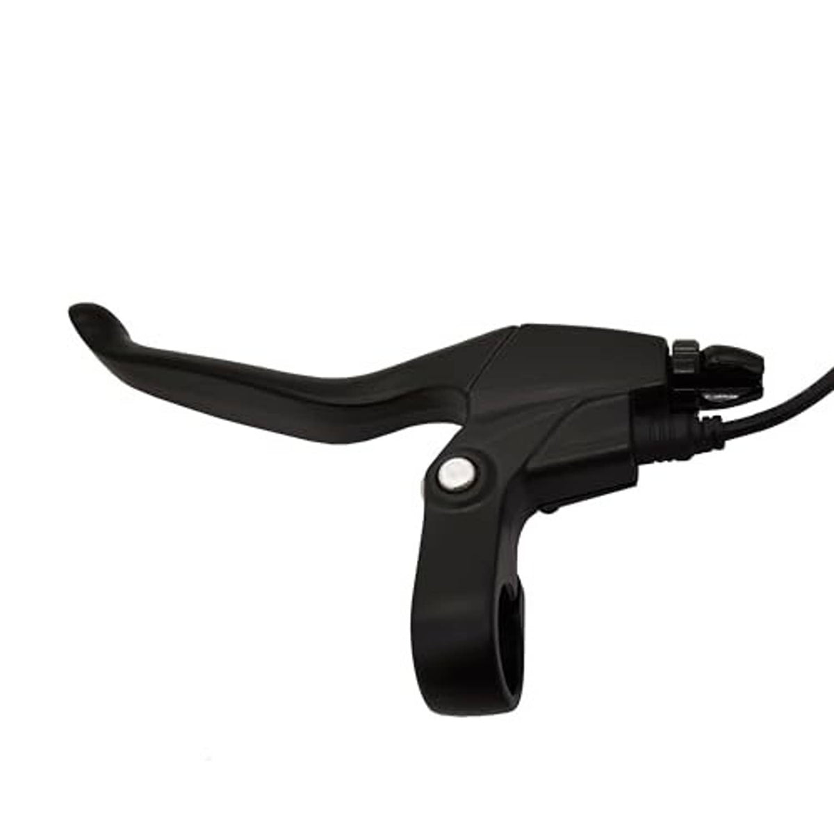 Black brake lever with cable connector end and lever pivot detail.