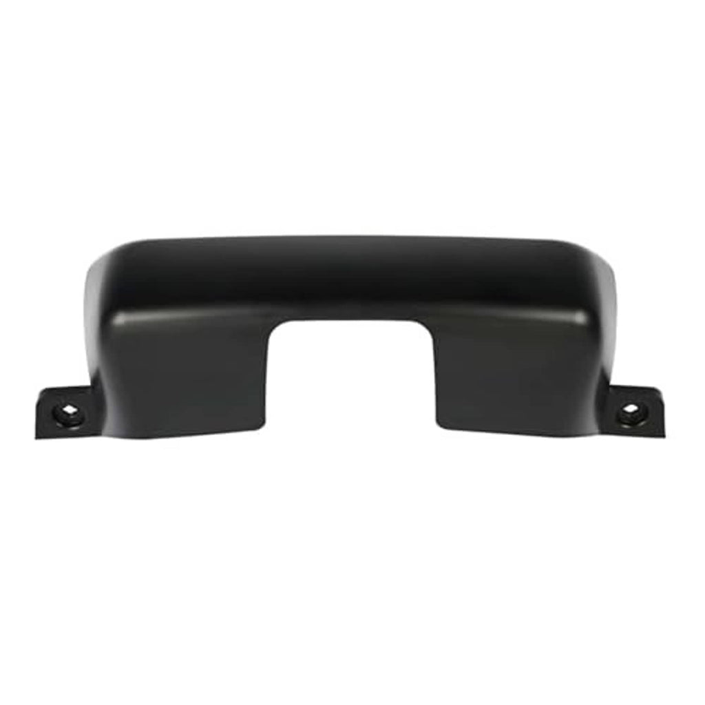 Black trailer hitch cover with rectangular center opening and two side screw mounts