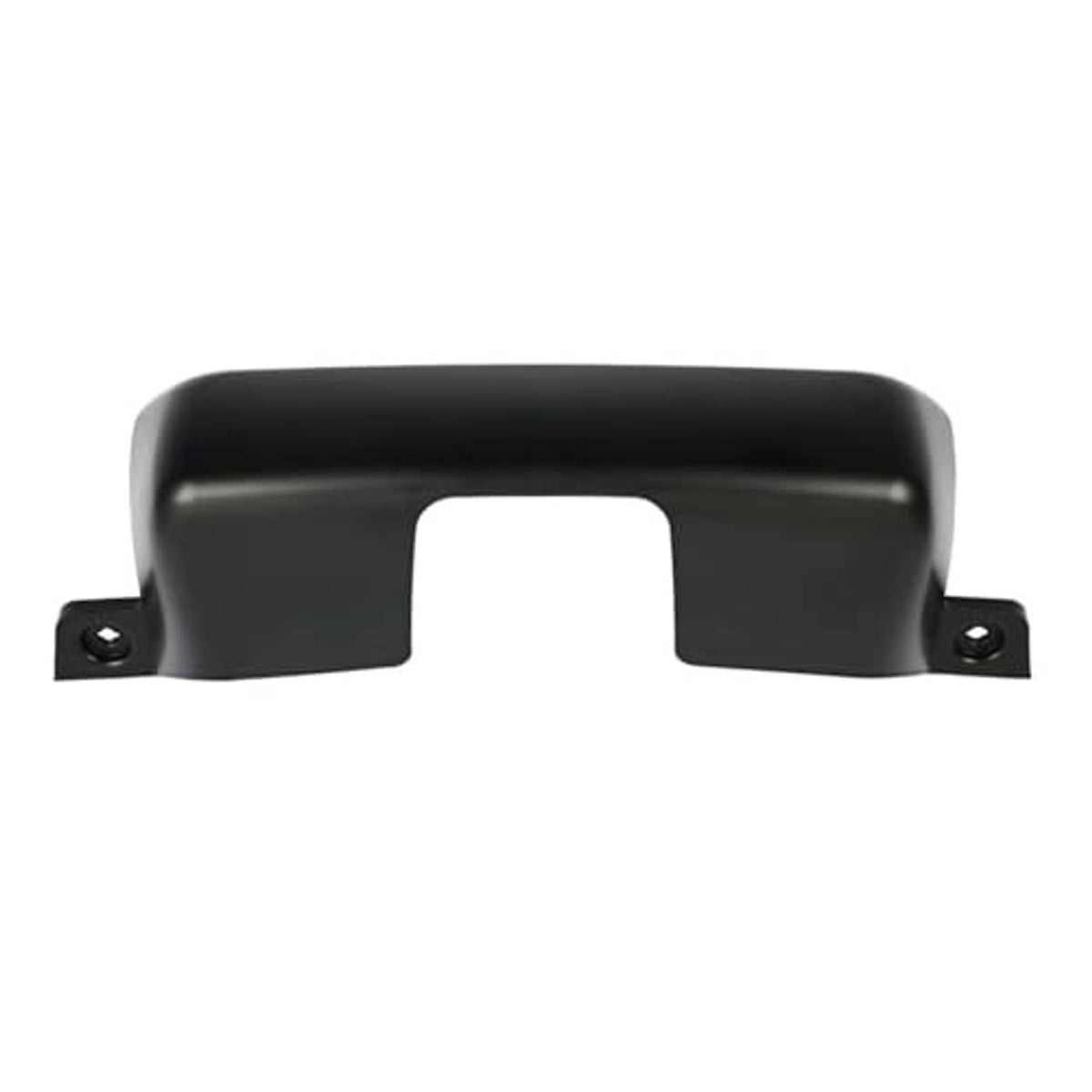 Black trailer hitch cover with rectangular center opening and two side screw mounts