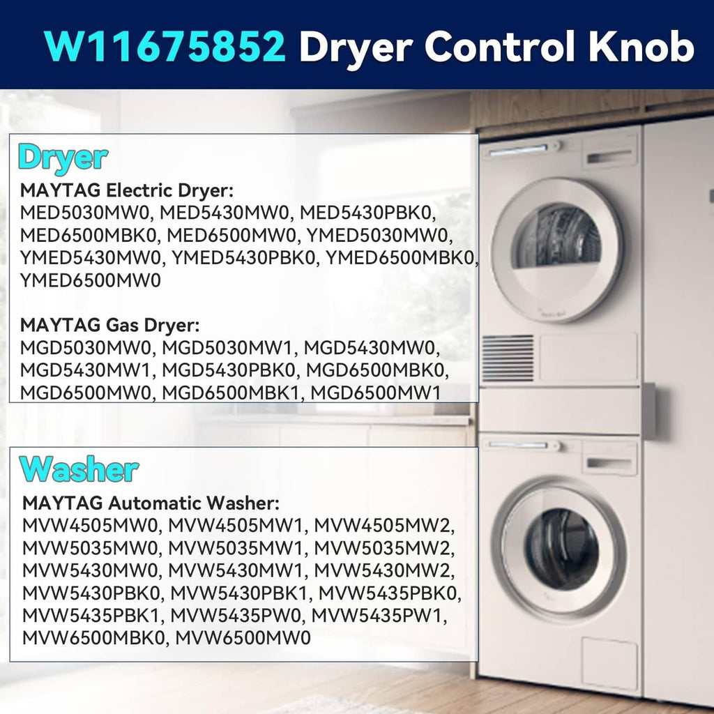 Round silver dryer control knob with ridged edge on the appliance control panel.