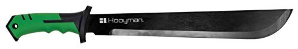 Hooyman bush machete with green ergonomic no-slip handle and black blade
