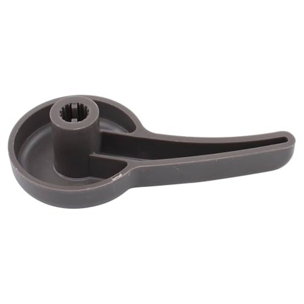 Seat recliner lever handle, dark gray plastic underside with central threaded socket
