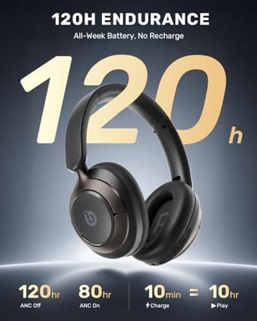 Black over-ear headphones with visible earcup controls and cushioned headband