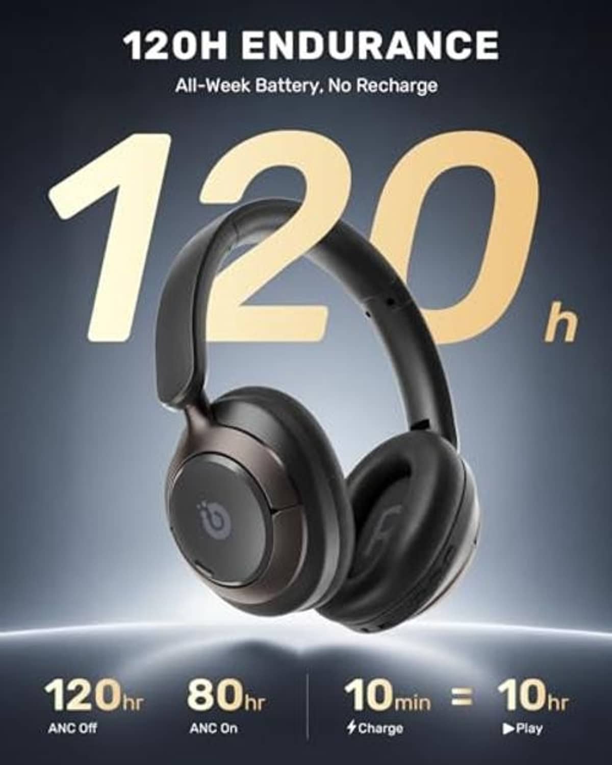 Black over-ear headphones with visible earcup controls and cushioned headband