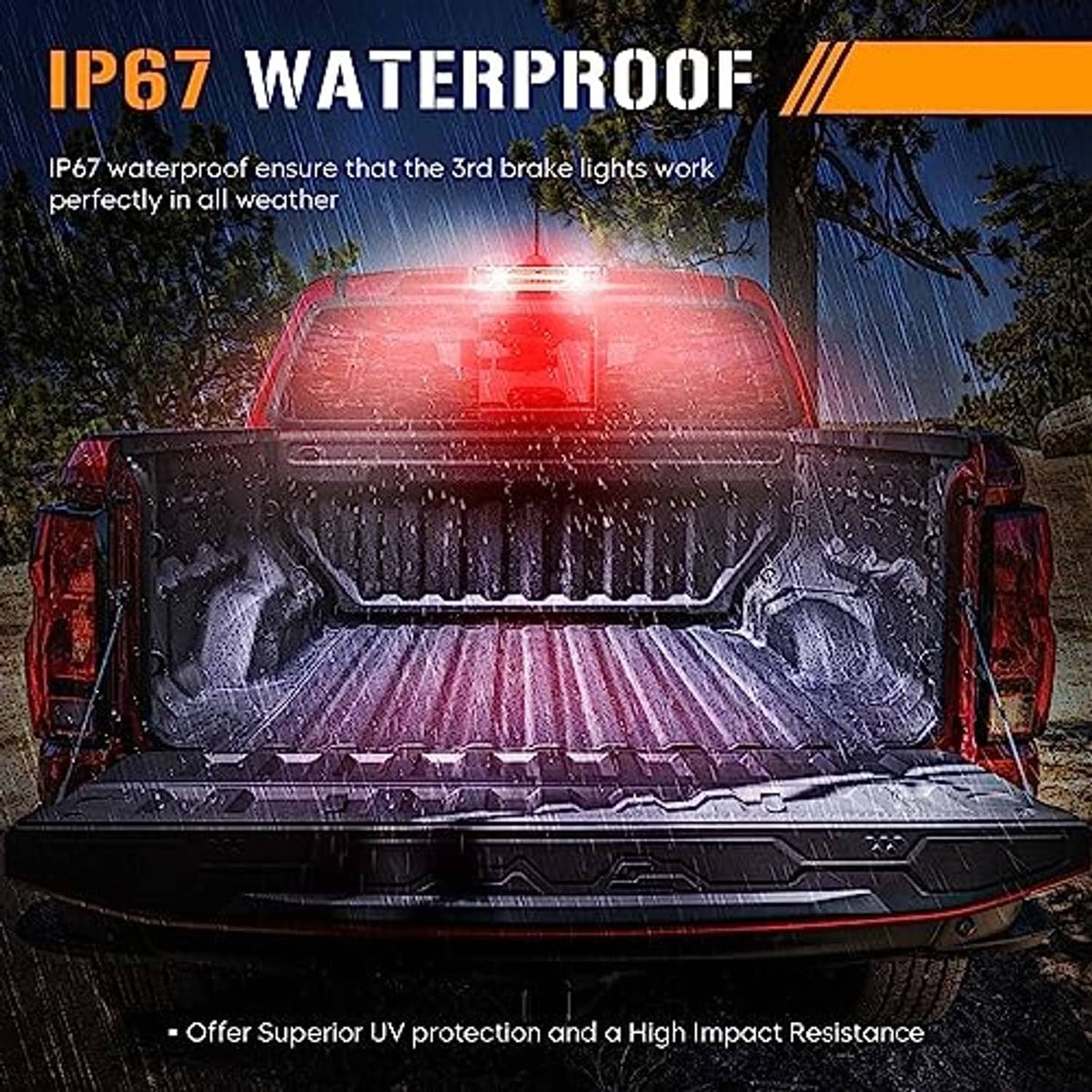 IP67 waterproof LED 3rd brake light with red illumination and weather-sealed housing