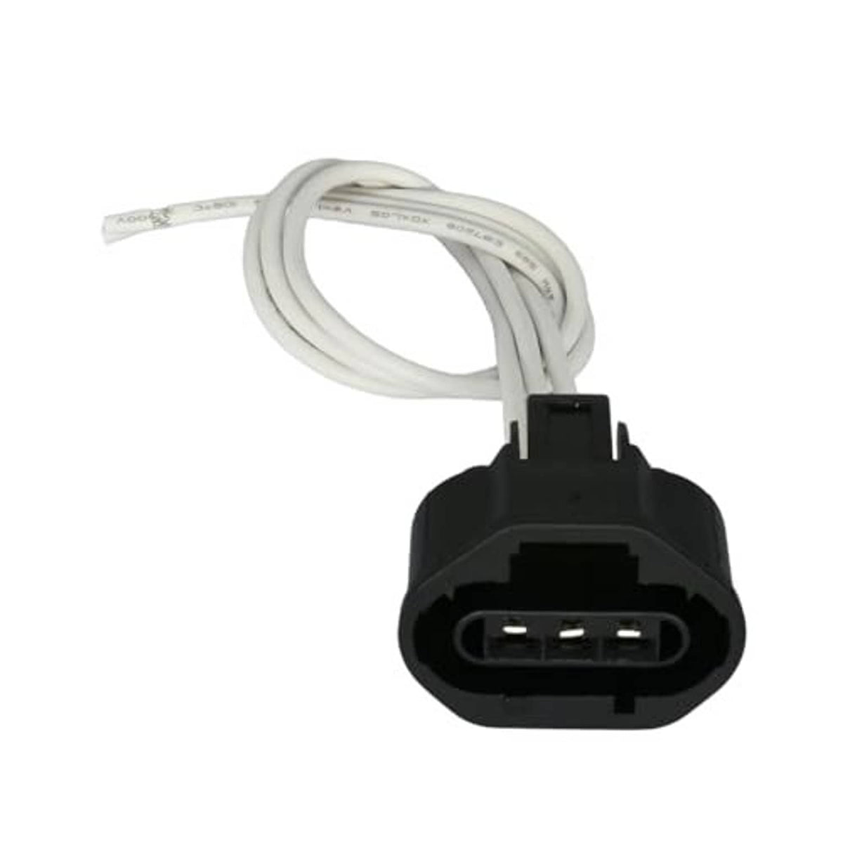Throttle body connector pigtail with white wires and black 4-pin plug