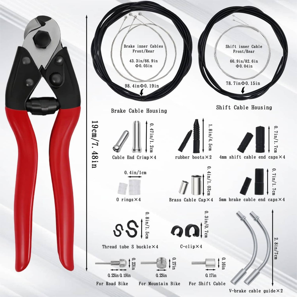 RivetOak Stainless Steel Wire Cutter Bike Brake and as shown in the figure, black+red