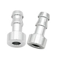 3/8 hose barb weld-on adapter, polished aluminum, flanged base and end ports