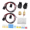 Electric radiator fan relay kit with wiring harness, relays, connectors, and terminal parts