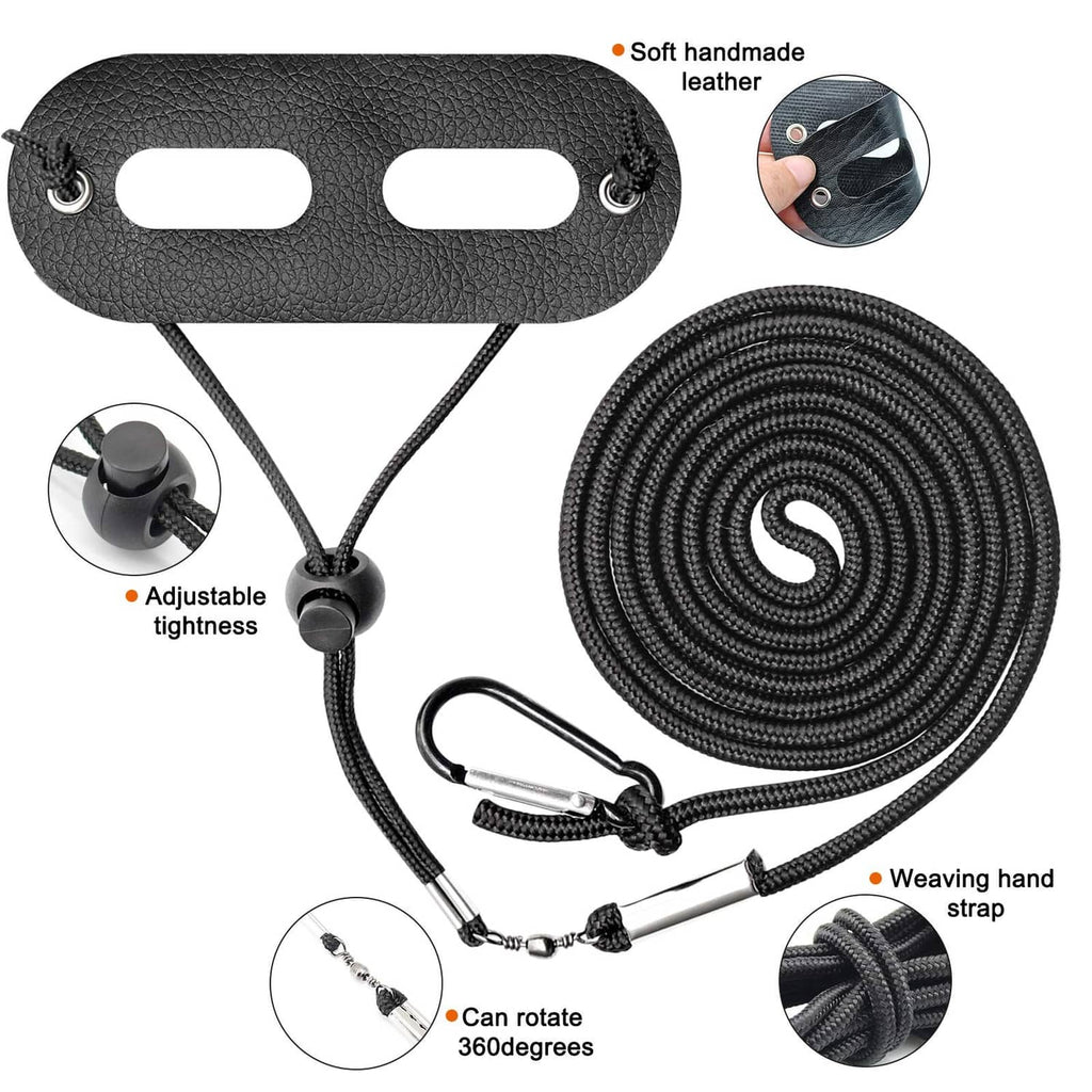 Adjustable black reptile harness with soft leather-style pad and rope leash