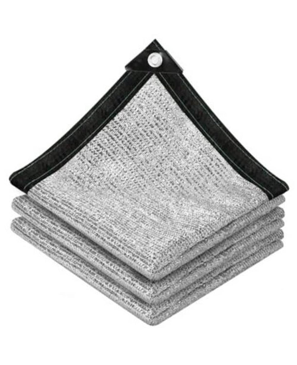 Reflective aluminium shade netting, gray silver mesh with black border, folded sheets
