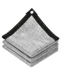 Reflective aluminium shade netting, gray silver mesh with black border, folded sheets