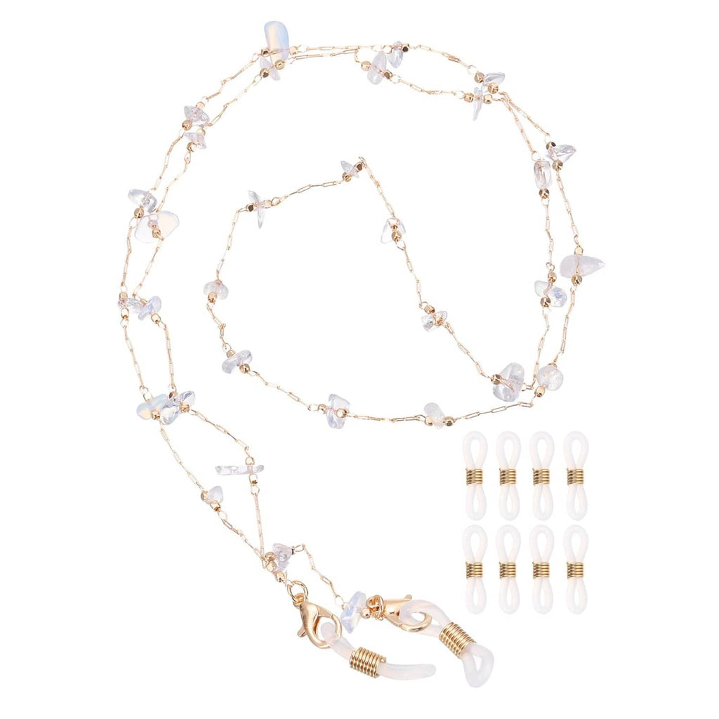 RivetOak MECCANIXITY Glasses Chain, 74cm Stone Eyeglasses Strap 75 cm, Transparent