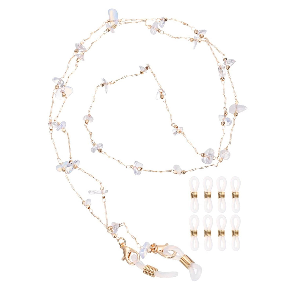 RivetOak MECCANIXITY Glasses Chain, 74cm Stone Eyeglasses Strap 75 cm, Transparent