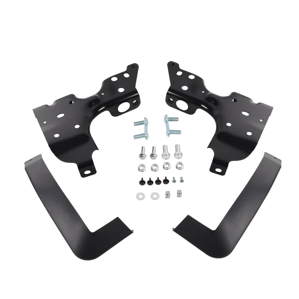 Black mounting brackets and hardware set for rear step bumper assembly