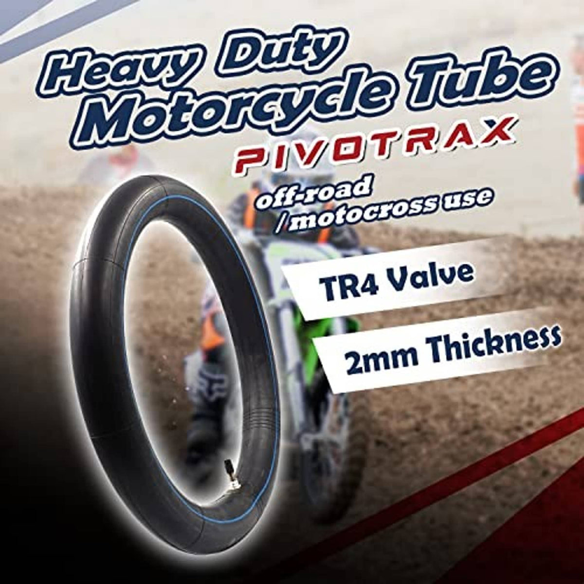Motorcycle inner tube with TR4 valve stem, black butyl rubber tube.