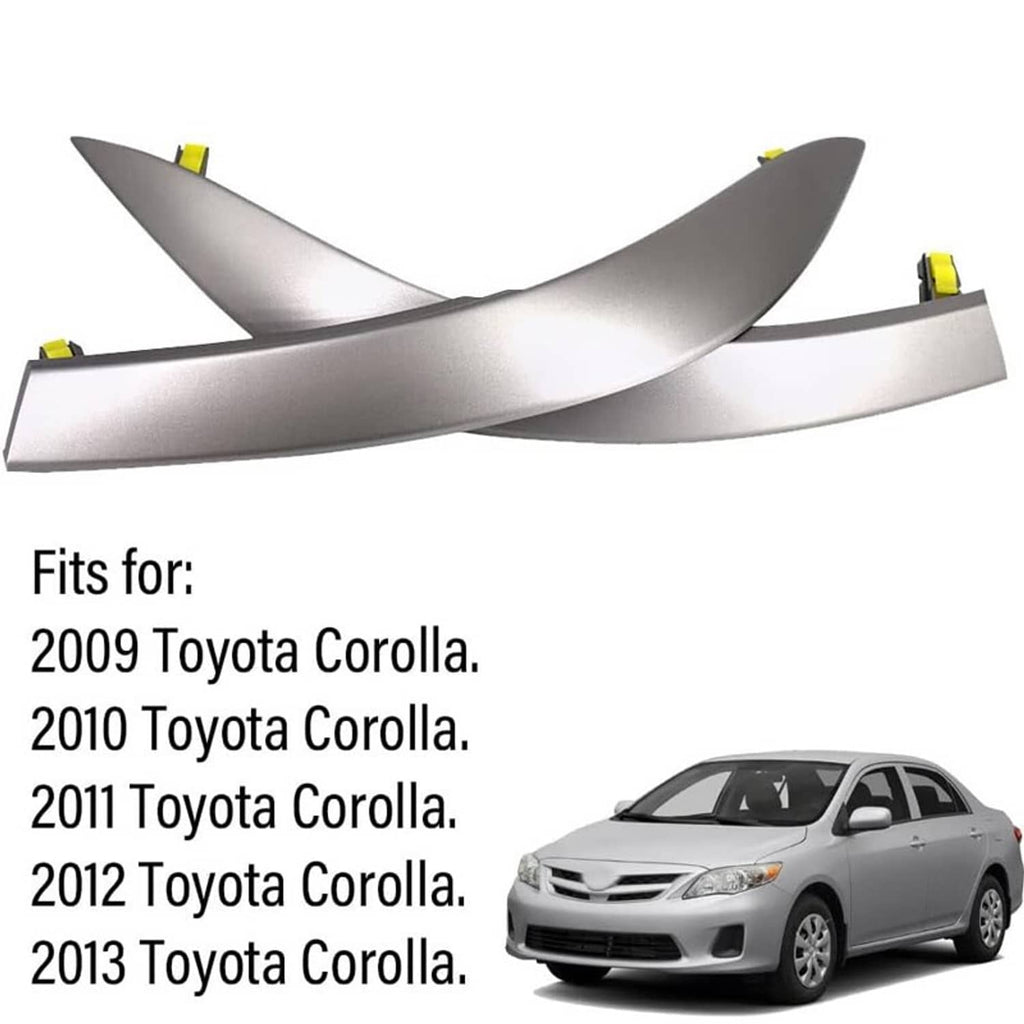 Front dashboard trim strips, metallic gray pair with yellow clip fasteners