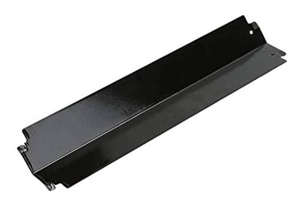 Long black grill heat deflector panel with side mounting ends