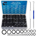 Nitrile O-ring assortment kit with black rings and blue pick hook tools