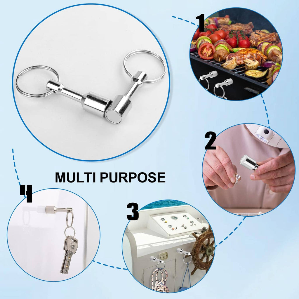 Stainless steel keychain magnet with metal key ring and slim cylindrical magnet core