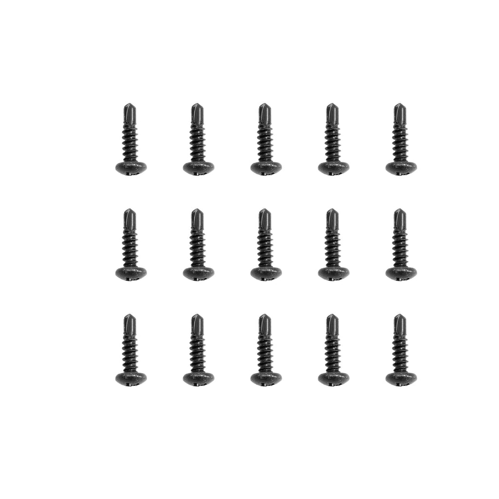 Set of black mounting screws for RV cargo trailer window installation