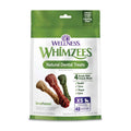 Whimzees Wellness brushzees natural dental treats pouch, green and white, 48 count