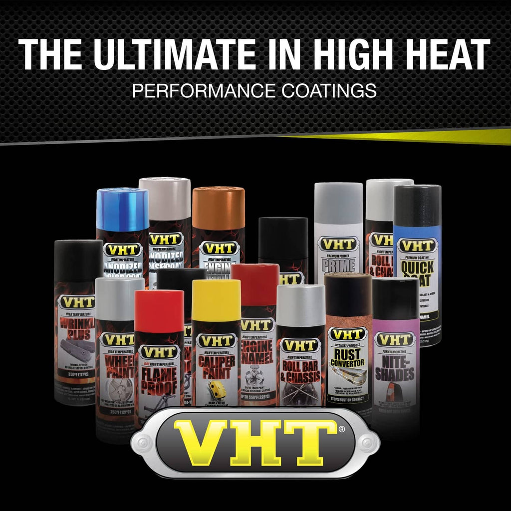 Assorted VHT high-temperature spray paint cans with VHT logo badge