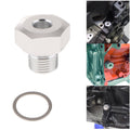 Oil pressure sensor adapter with M16x1.5 male and 1/8 NPT female threads, hex body