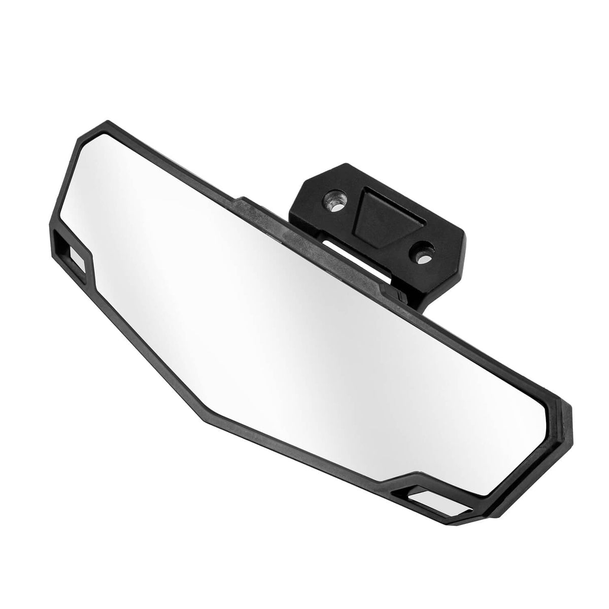 Black convex UTV rear-view mirror cover with two mounting holes