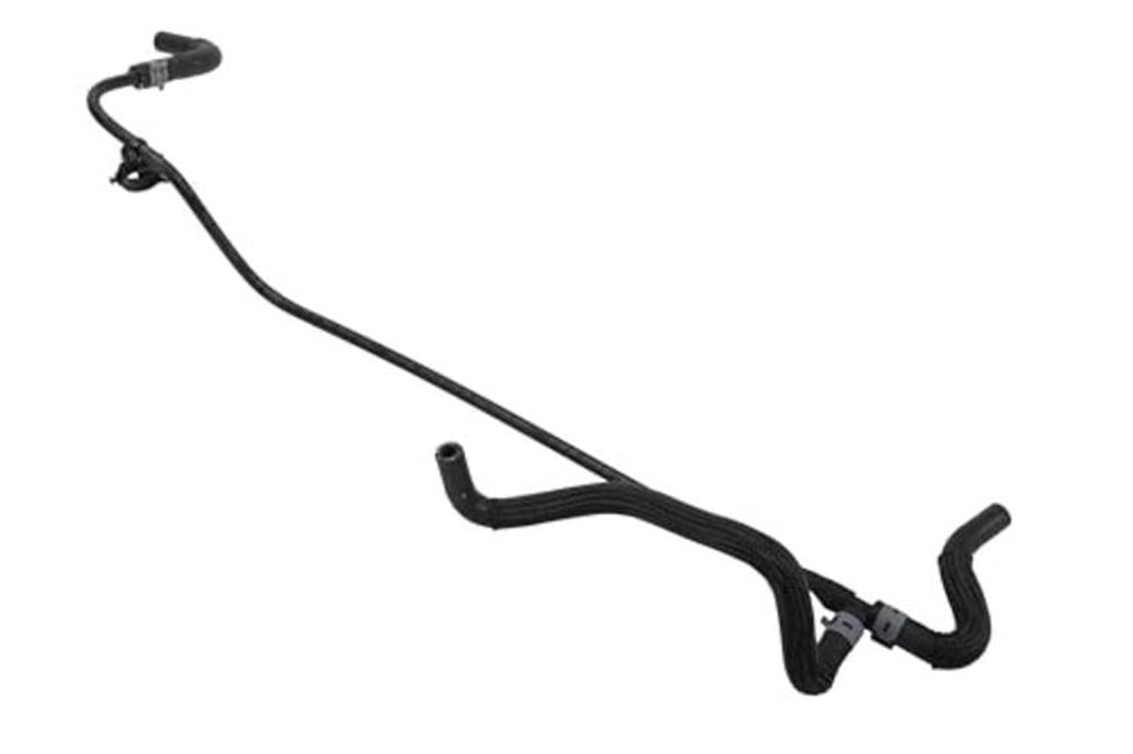 Engine coolant air bleed hose, black rubber line with long bend and two small connector ends