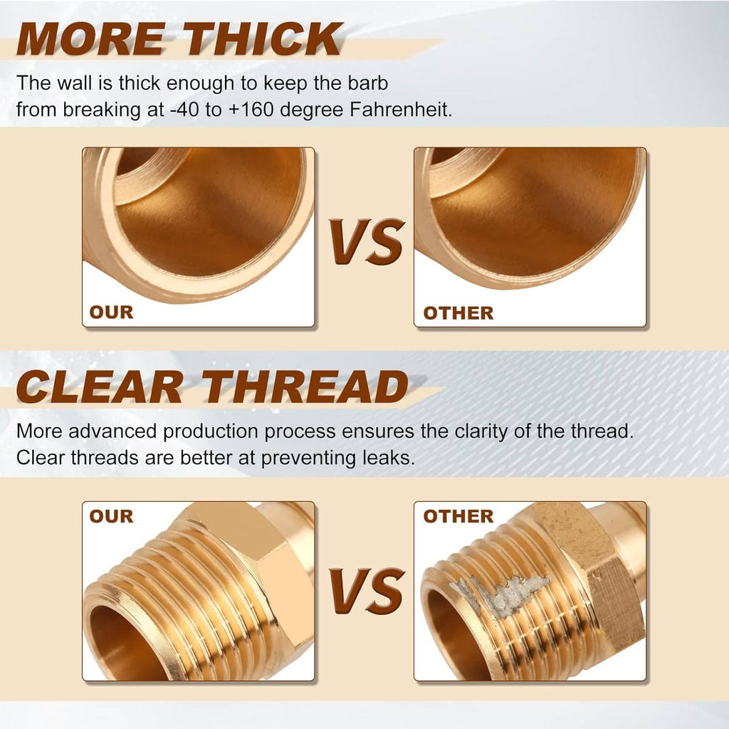 Brass hose barb fitting with clear threads and male NPT connection