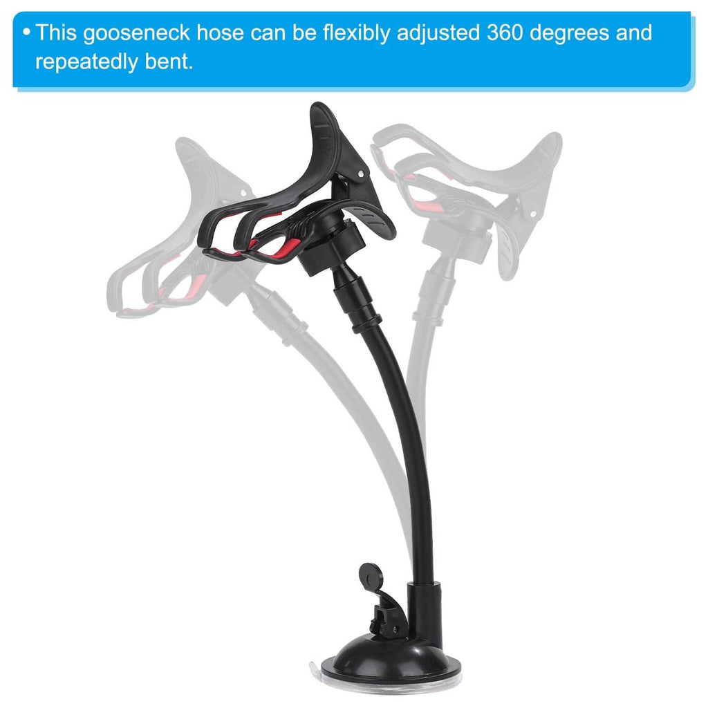 Black gooseneck hose with suction cup base and threaded connector ends