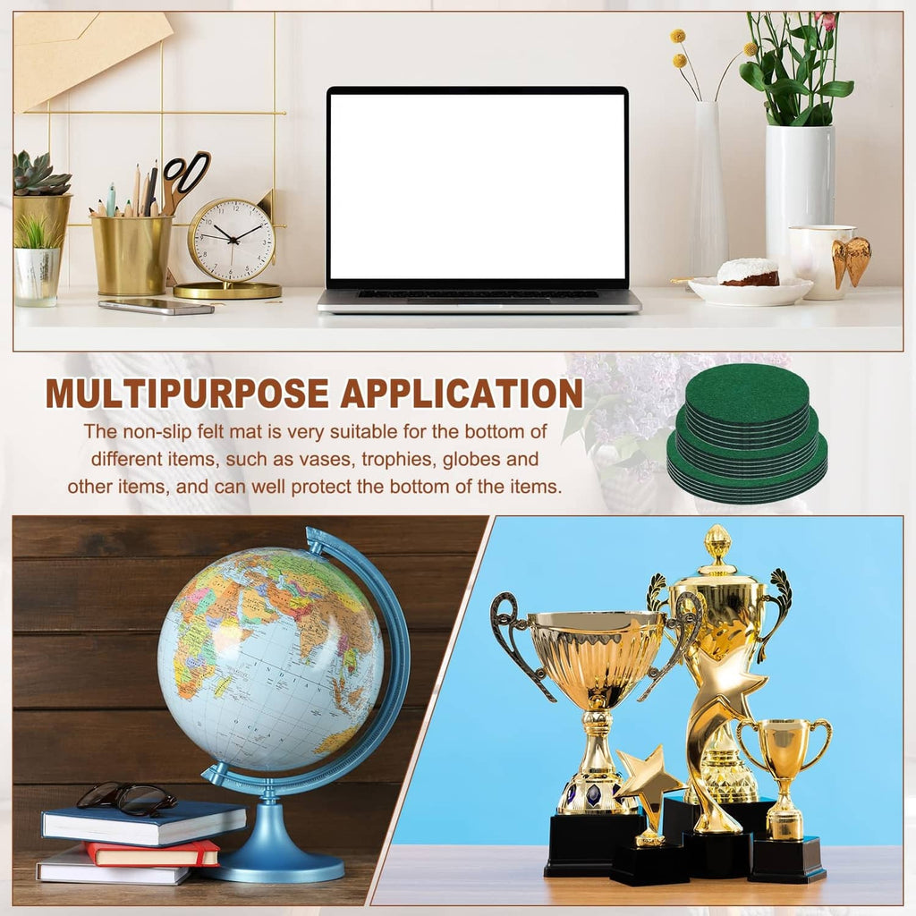 Dark green stacked felt pads for non-slip base use under small items