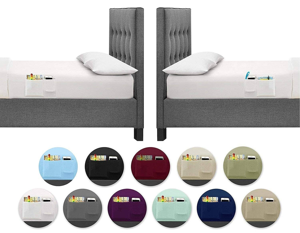 Queen sheet set color swatch chart showing navy and other brushed microfiber shades.