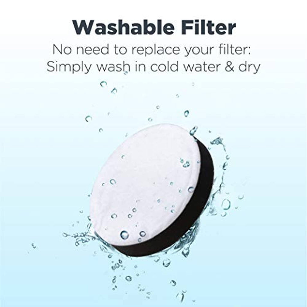 Washable black filter with water droplets for green bagless upright vacuum