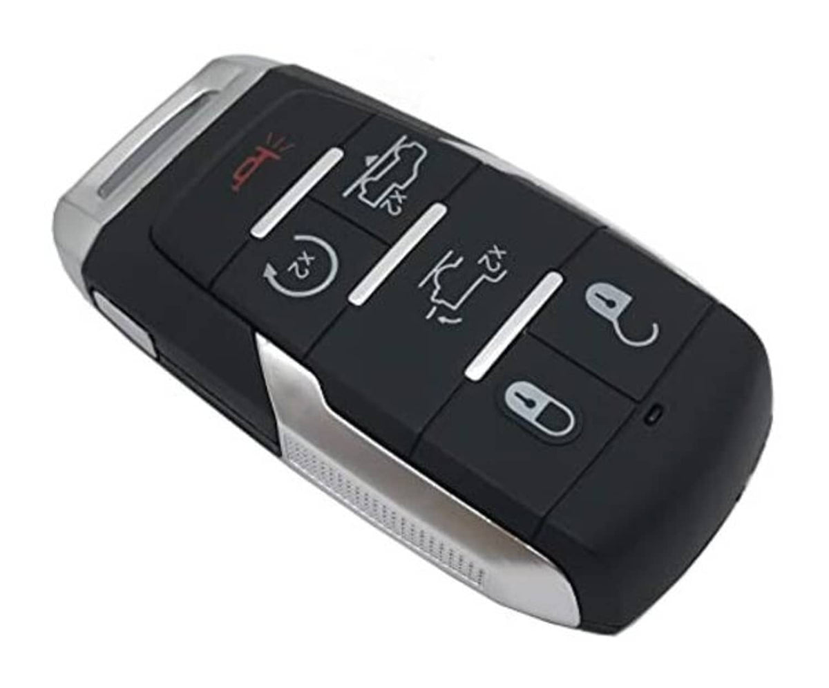 Black keyless remote fob shell case, angled side view of 6-button layout