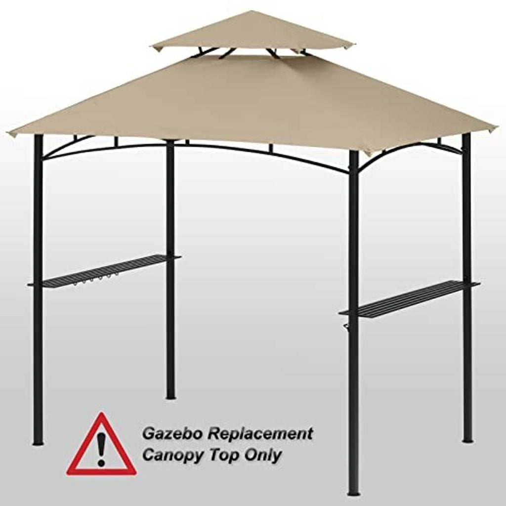 Beige double-tier grill gazebo canopy roof for replacement, black frame