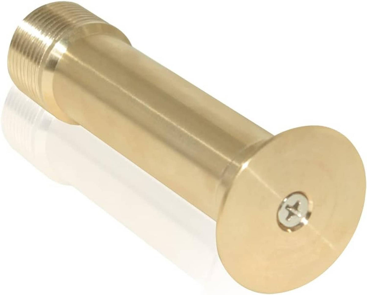 Brass bell fountain nozzle with round face, visible threads, and single mounting hole