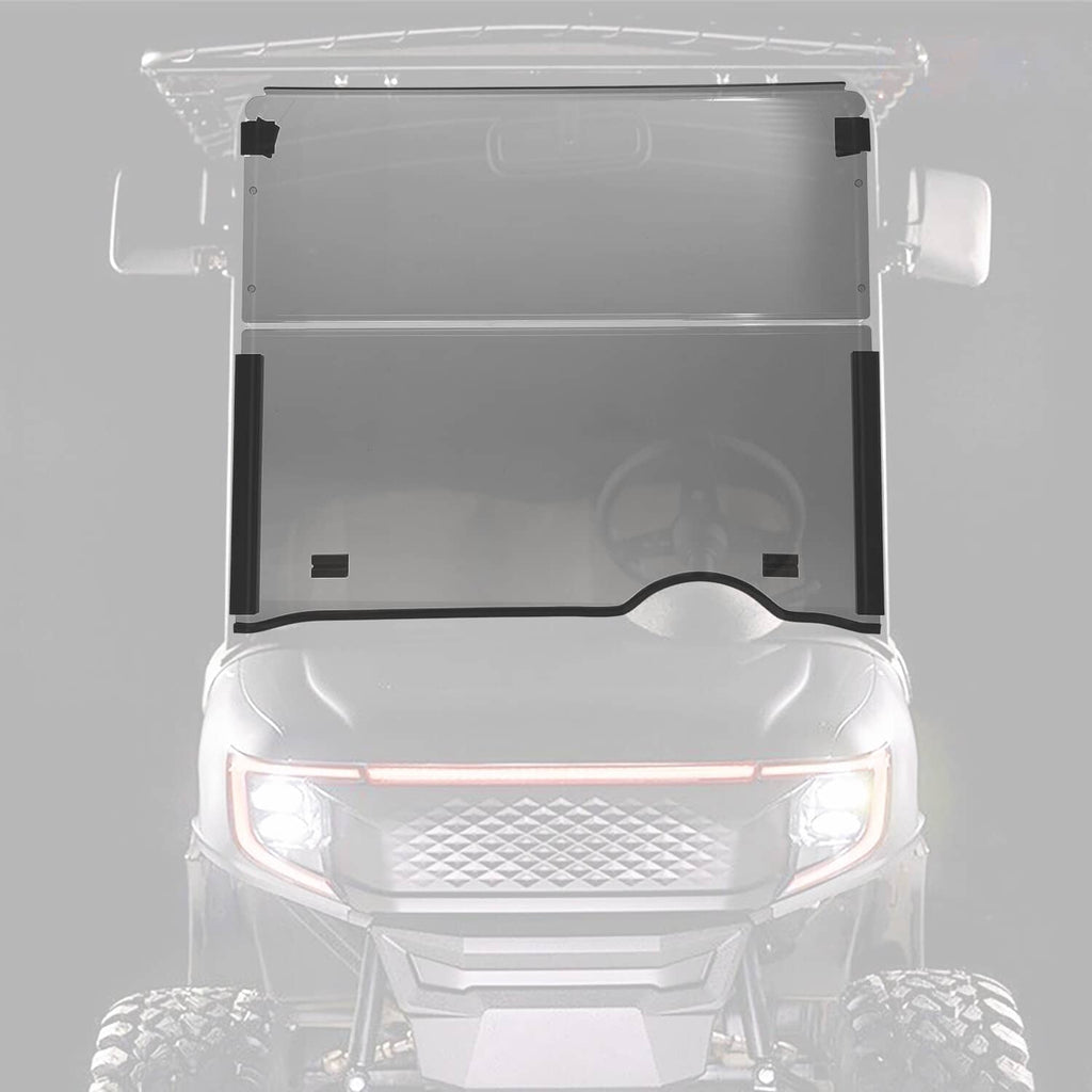 Tinted full front windshield screen with frame, view from the front