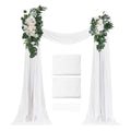 Artificial wedding arch flowers kit with white drapes and green foliage corner garlands
