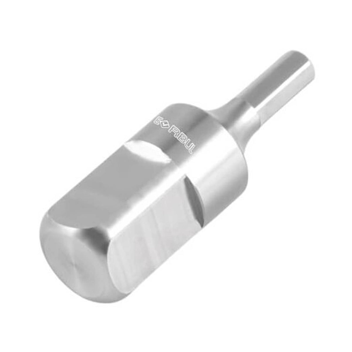 Stainless steel drill adapter with wide head and hex shank, RBSU branded