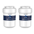 White refrigerator water filter cartridges, two-pack with GF-MWF label
