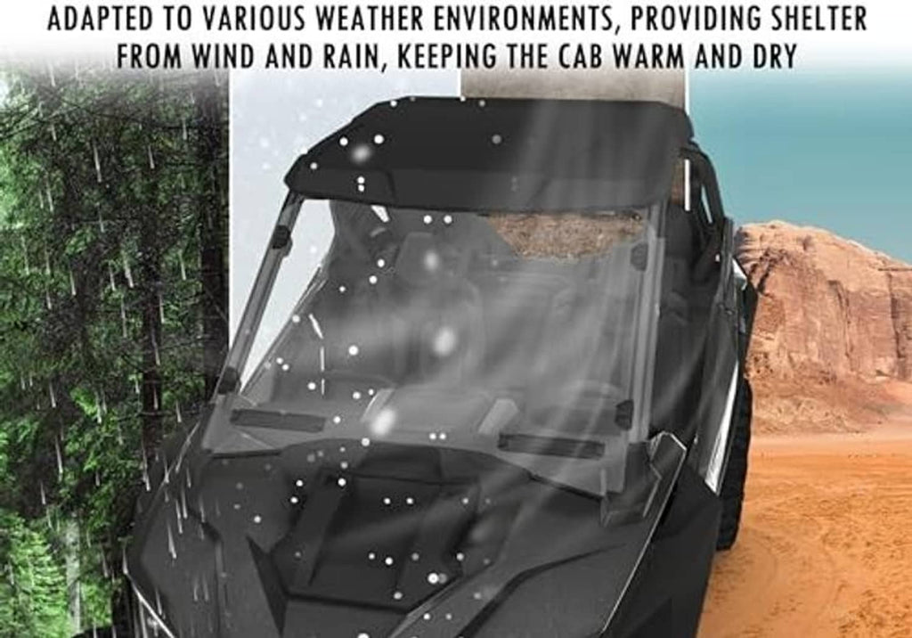 Full windshield with black frame and side support mounts