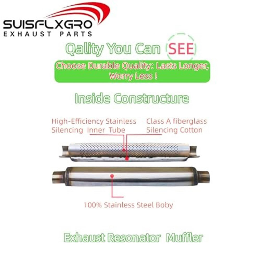 Cross-section diagram of stainless steel exhaust resonator muffler with inner insulation