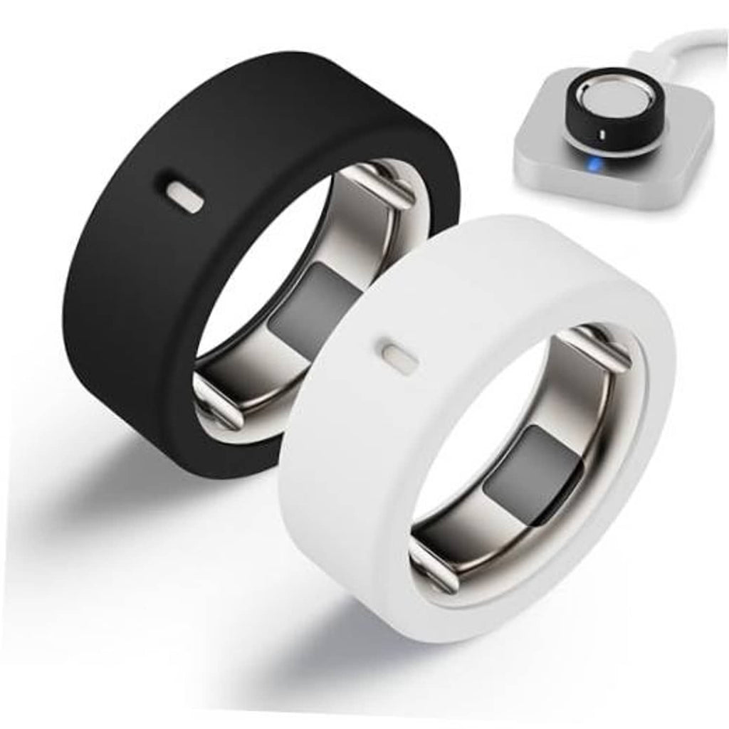 Black and white silicone ring protector cases with open inner metal ring support