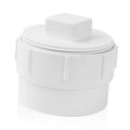 White PVC 2-inch sewer cleanout adapter with square plug cap and threaded fitting